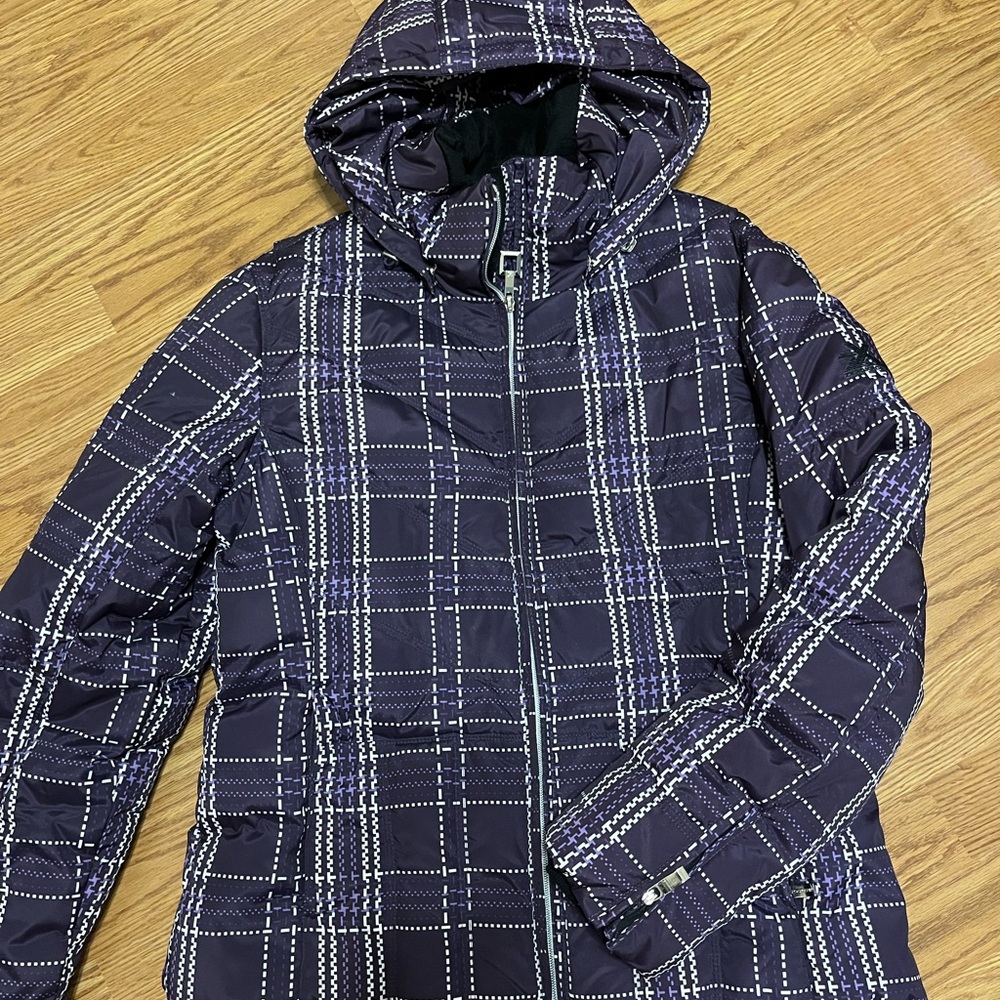 ZeroXposur Purple Plaid Hooded Puffer Coat